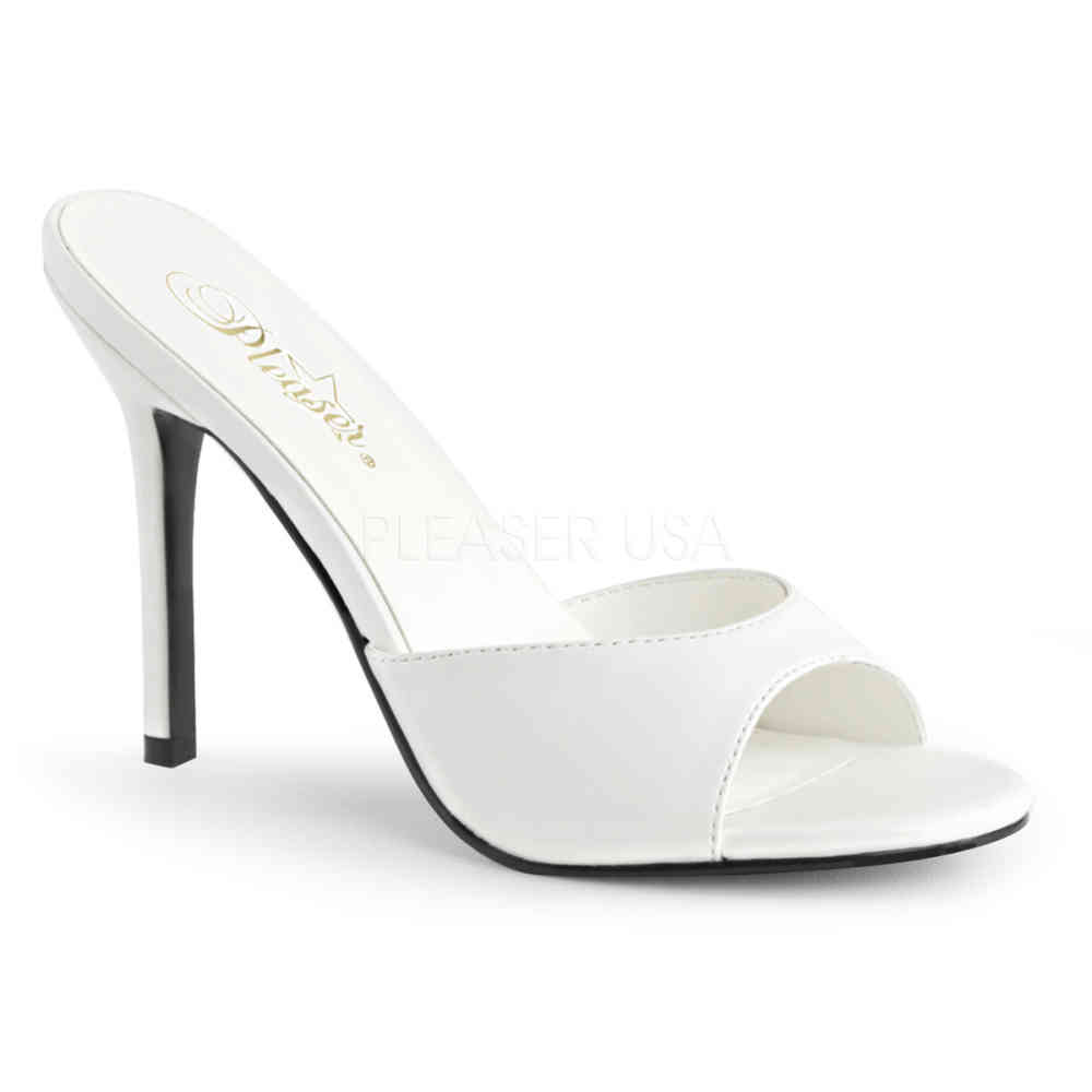 Pleaser - CLASSIQUE-01 Pantoletten mit Absatz - Weiß